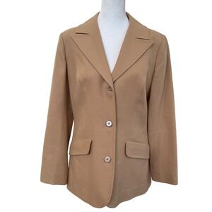 VTG Young Pendleton Camel Virgin Wool Blazer Jacket USA Womens 11 12 Tan Preppy